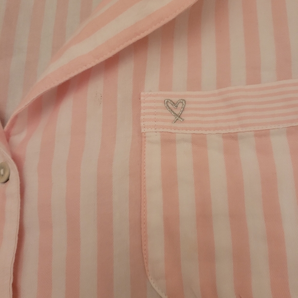 Victoria Secrets pink and white stripped pajama shirt - Picture 4 of 14